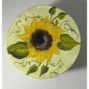 Small Round Sunflower Box, Painted